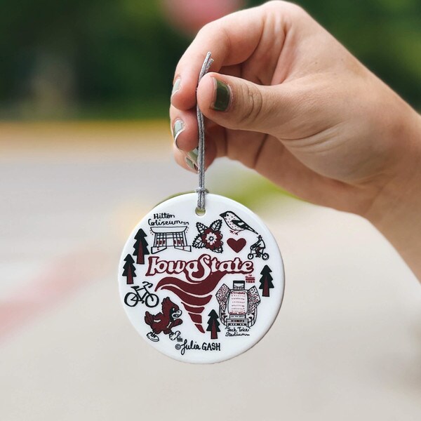 Julia Gash Illustrated Iowa State Ceramic Ornament